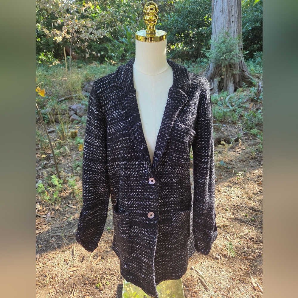 Lucky Brand Women's Black‎ and White Knit Cardigan Sweater